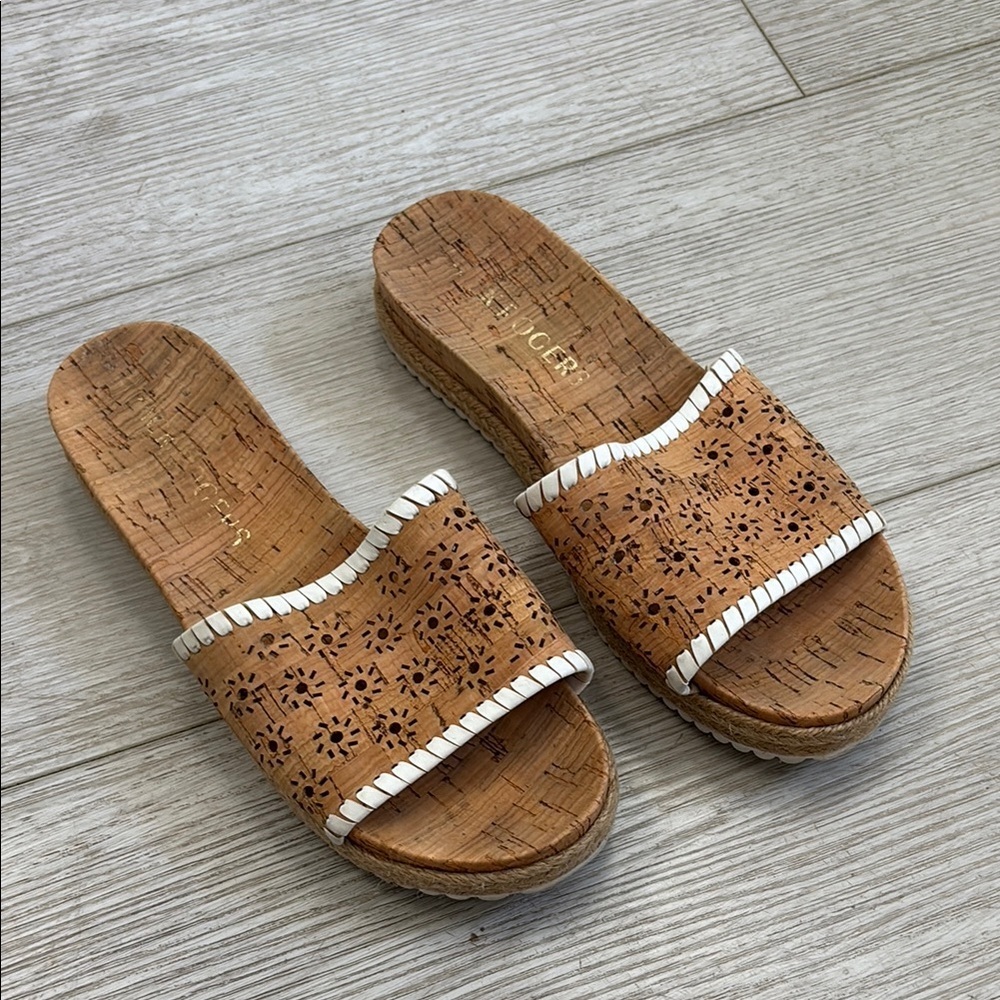 Jack Rogers Slide On Cork Cut Out Espadrille Sandals Size 6.5 M
